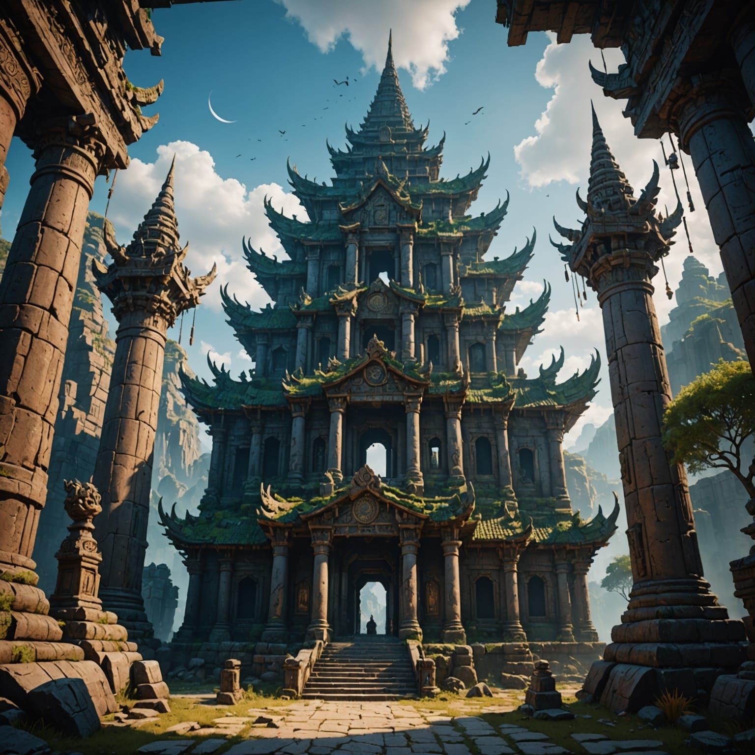 Fantastical Ancient Temple Concept Art