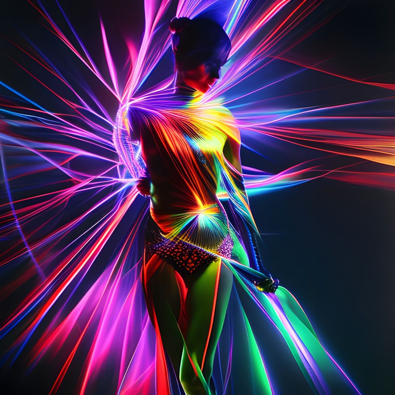 Luminous Celtic Dancer with Plasma Ribbons