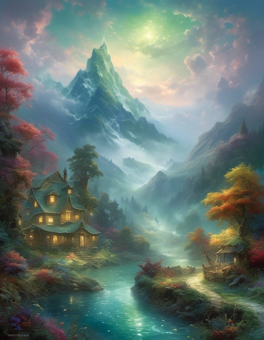 Ethereal Island Merges Biomes in Fantasy Landscape