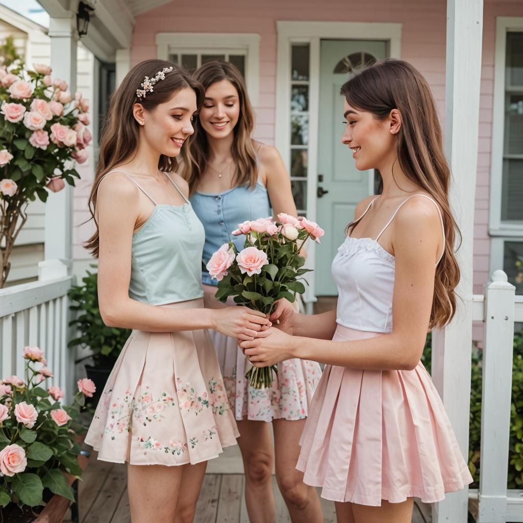 Elegant Pastel Portrait of a Young Couple's Gentle Moment