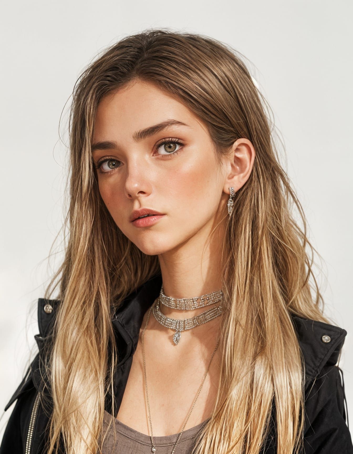 Teenage Girl with Brown Ombre Hair Glaring