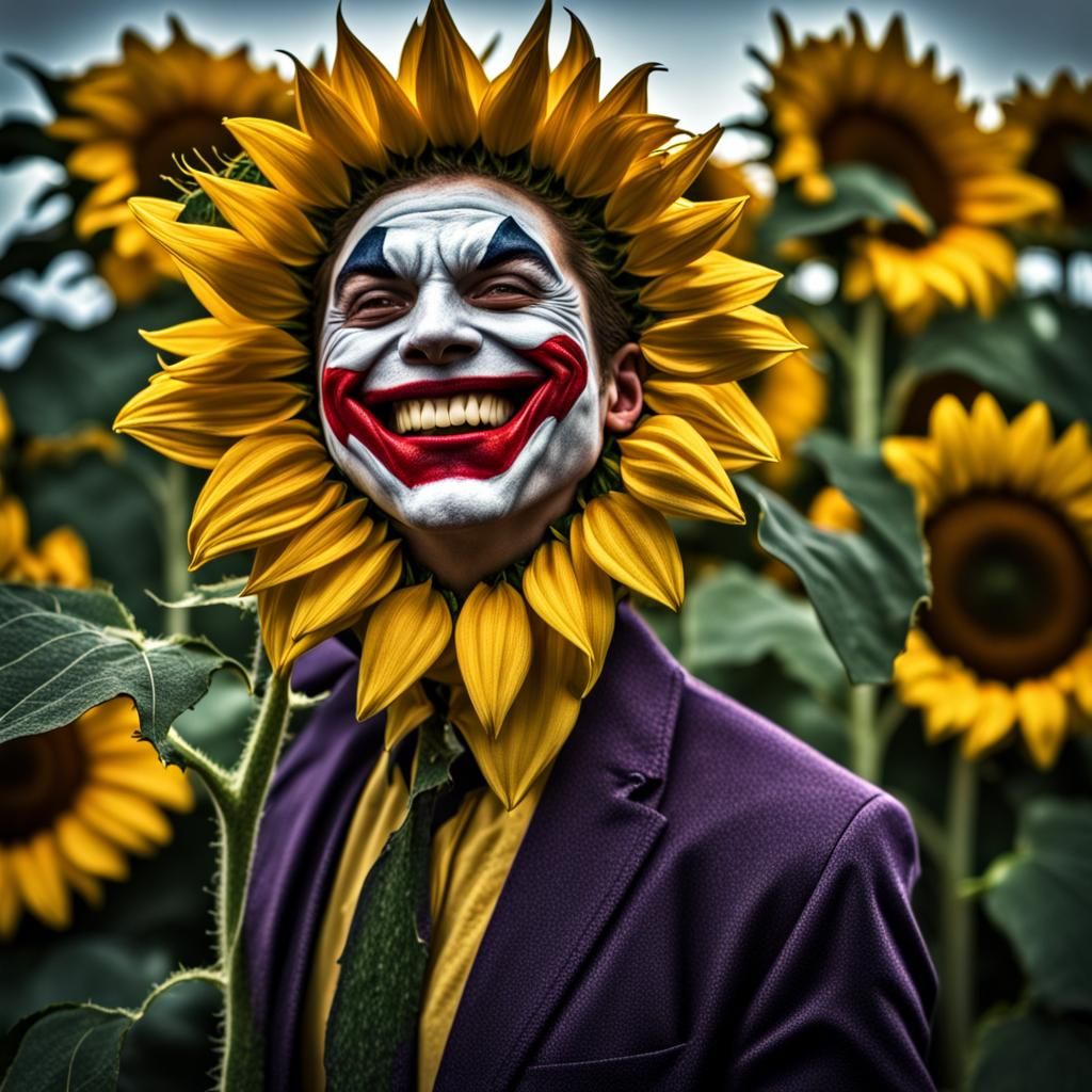 Hyperrealistic Joker Sunflower Cut by Batman