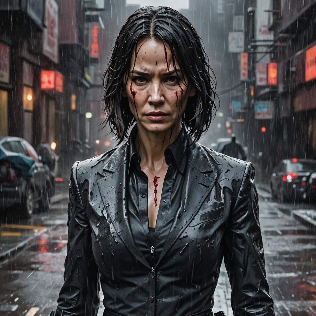 Joanna Wick in The rain