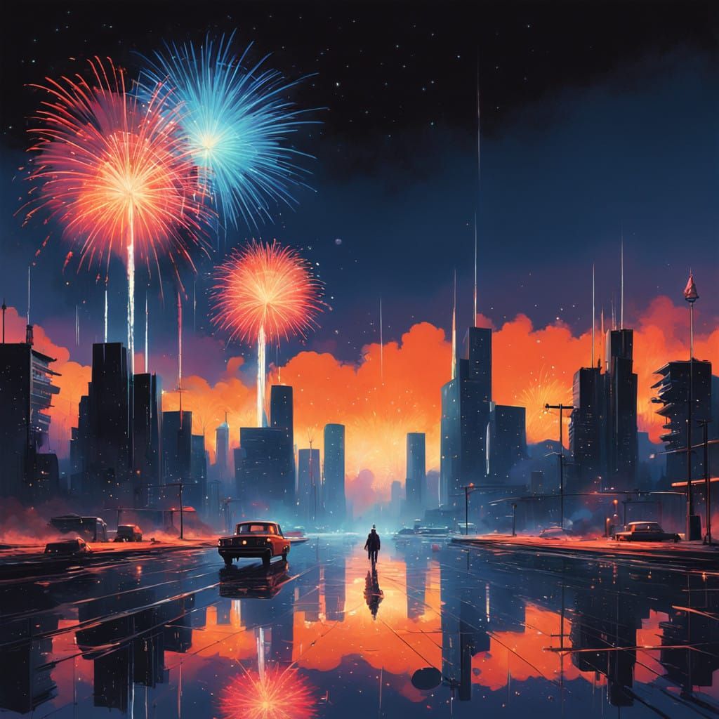 Cinematic Fireworks on New Year's Eve