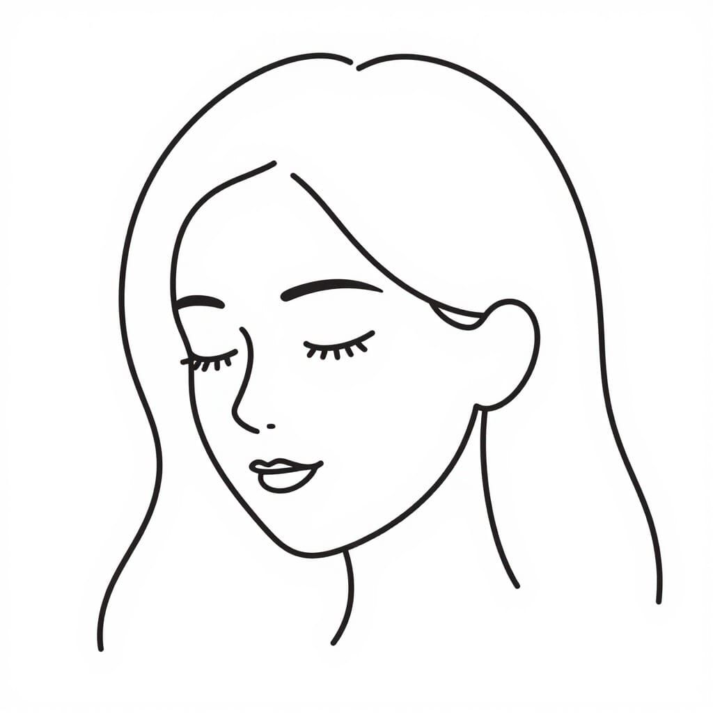 Minimalist Line Art Portrait of a Serene Woman