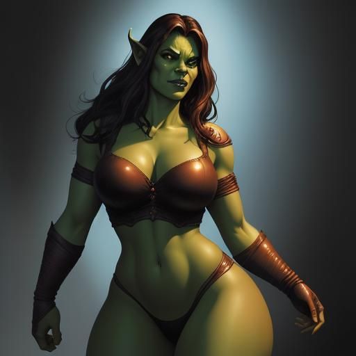 Curvaceous Orc Woman in Comic Book Art