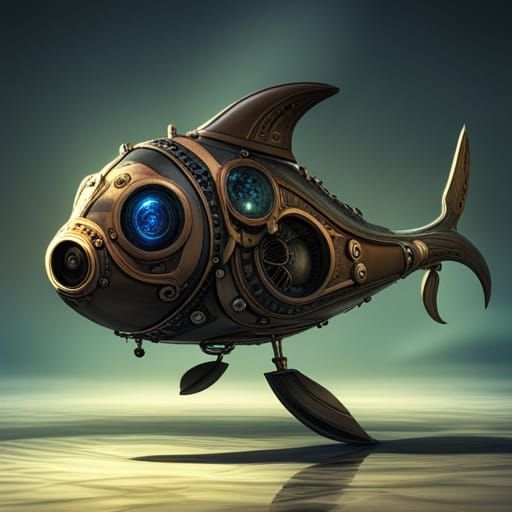 Steampunk Dolphin Submarine in 3D Style