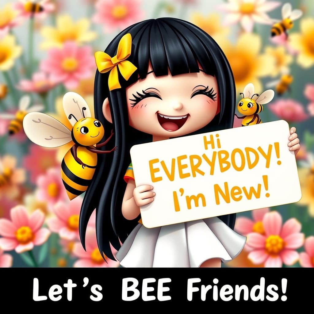 Whimsical Origami-Inspired Bumblebee Girl in Vibrant 3D