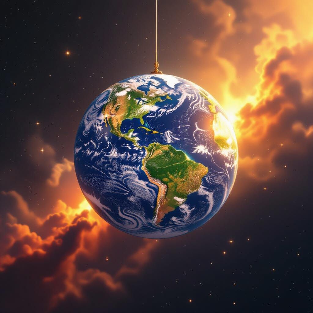 Majestic Earth Globe in Space with Golden Light