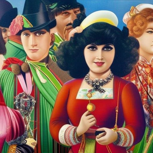 Mae West Portrait in Surrealist Oil Painting Style