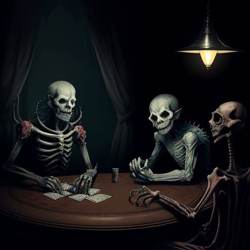 Demonic Creatures Engage in High-Stakes Poker in Dark, Gothi...