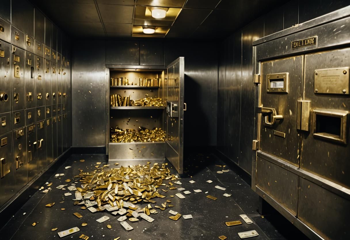 Bank Vault Heist Aftermath in High-Contrast Style