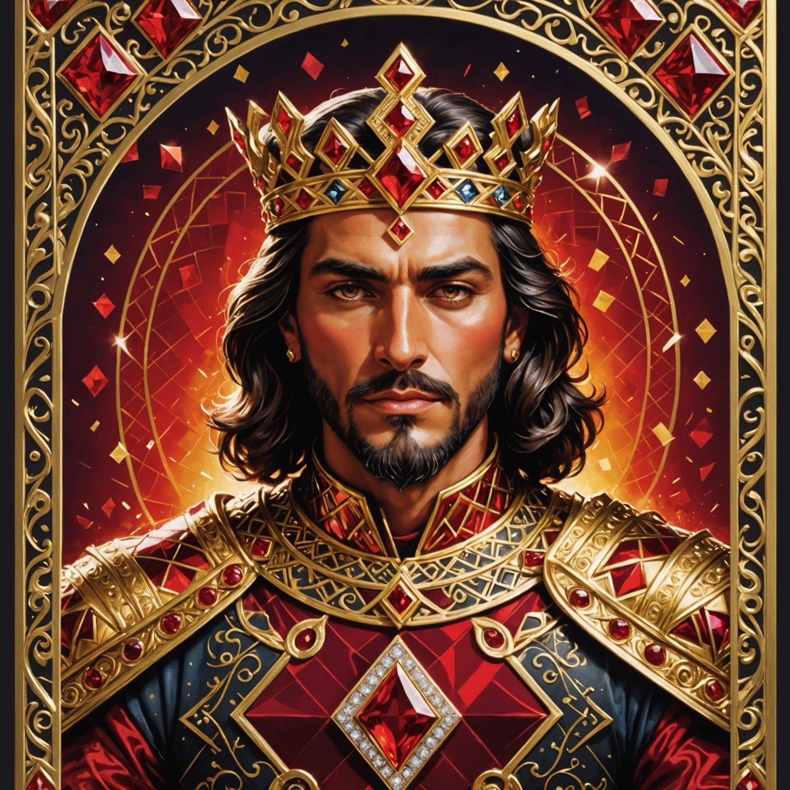 King of Diamonds Emerges from Card with Regal Aura