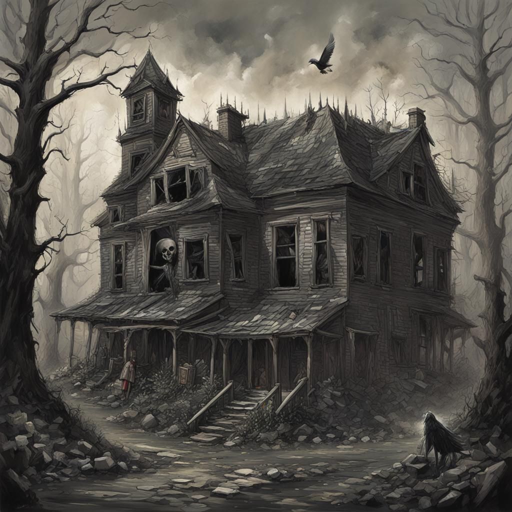 Sinister House in Dark Fantasy Style