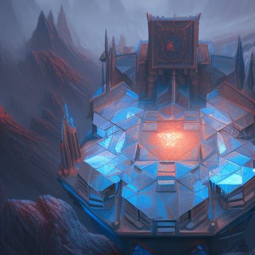 Fantastical Six Sided Ice Structure in Detailed Matte Painti...