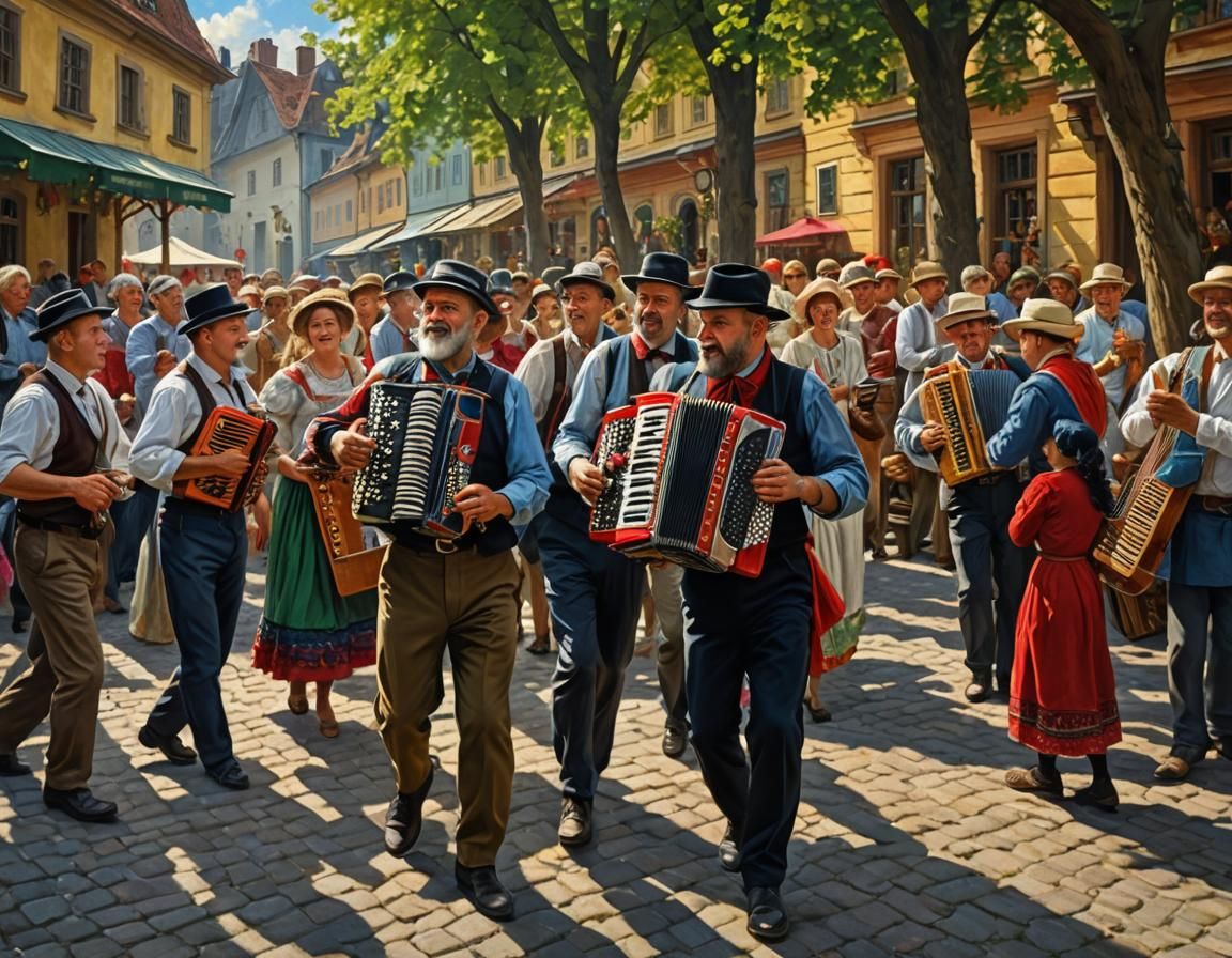 holiday with a Accordion player playing, dancing and guests ...