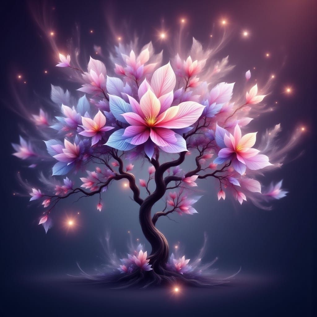 Ethereal Spring Blossom in Dark Purple Ombre