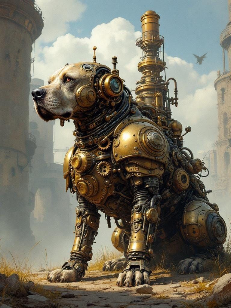 Steampunk Dog in Sunlight, McQue Style