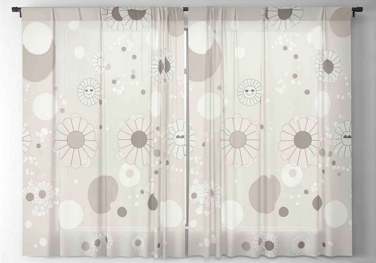 Faux Linen Curtains in Pop Art Style