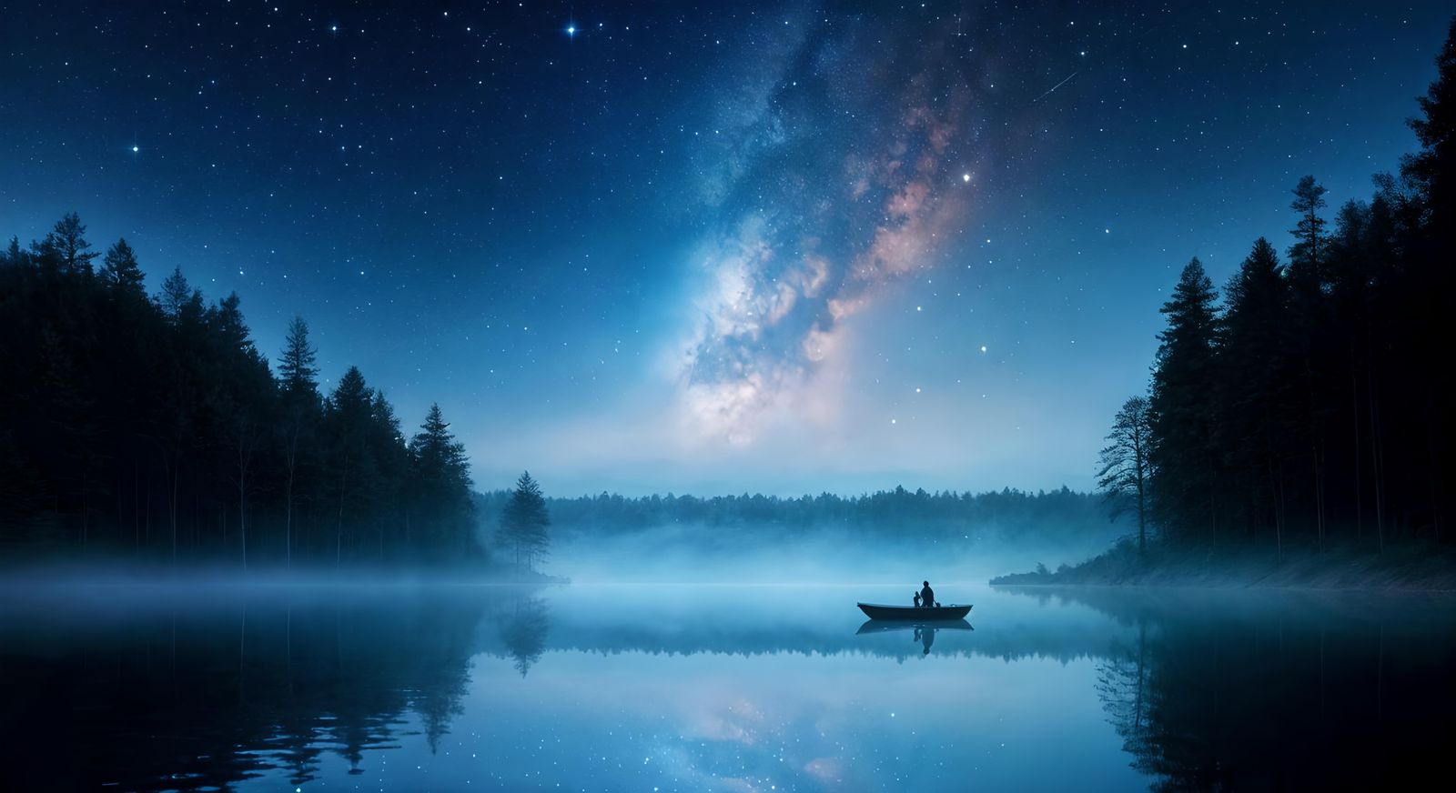 Ethereal Starry Lake: Digital Art Landscape
