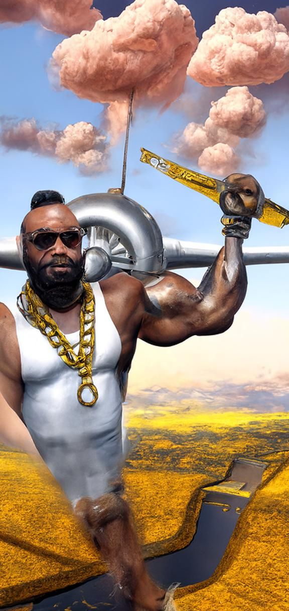 Mr. T as Djinn Ripping Airplane Propeller
