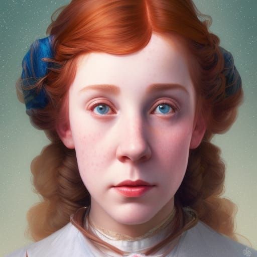 Anne of Green Gables Portrait in Art Nouveau Style