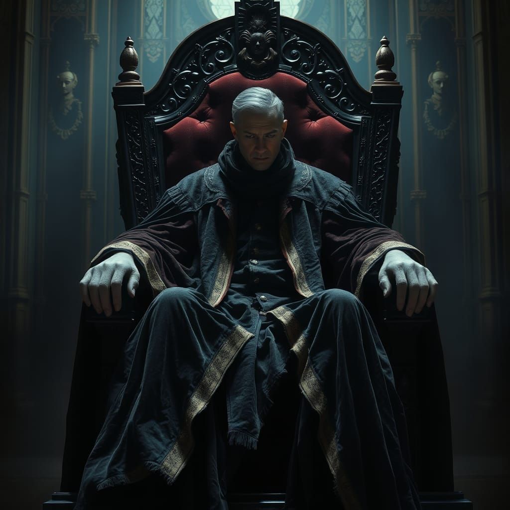 Melancholic King in Decadent Art Deco Setting