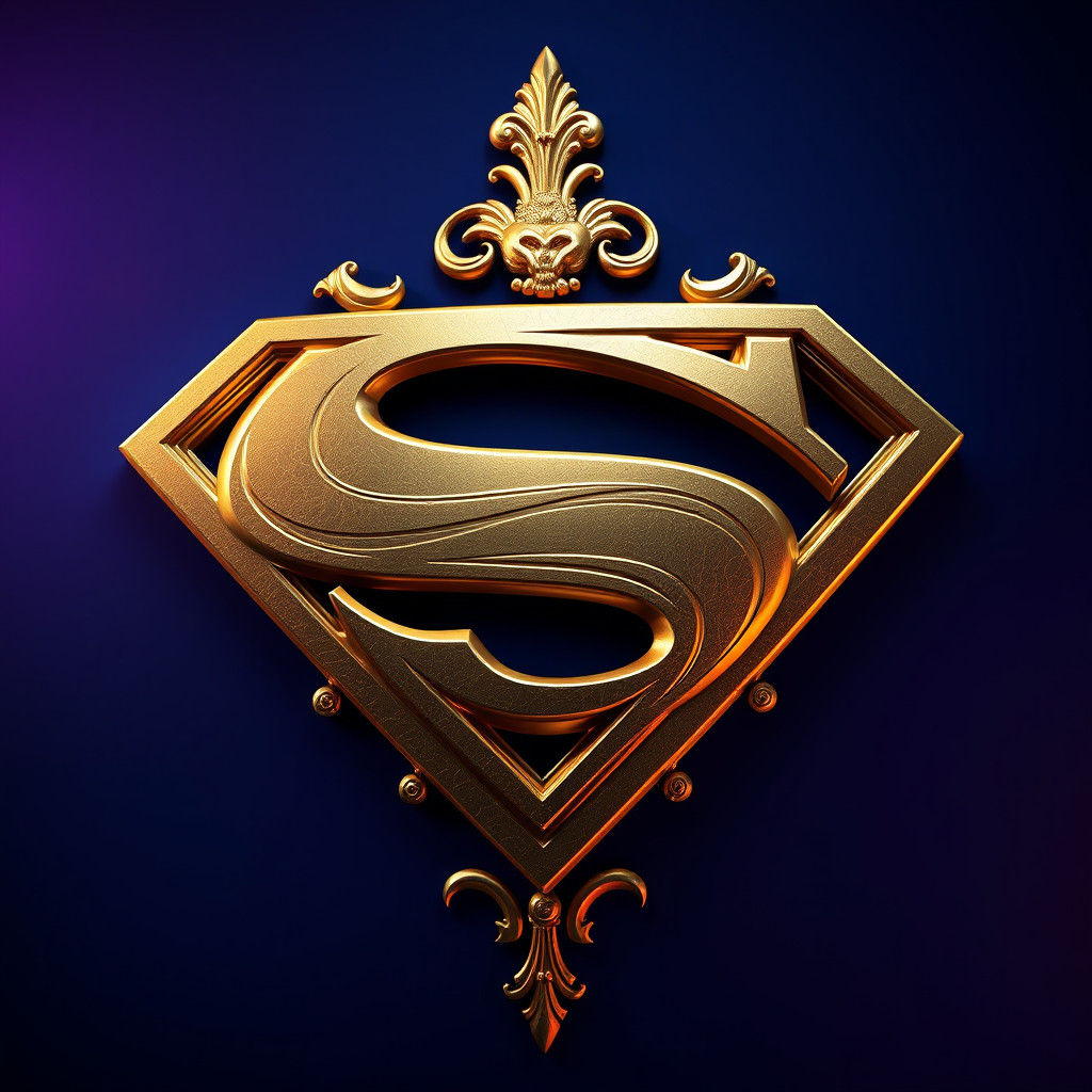 Ornate Gold Superman Logo in 8k