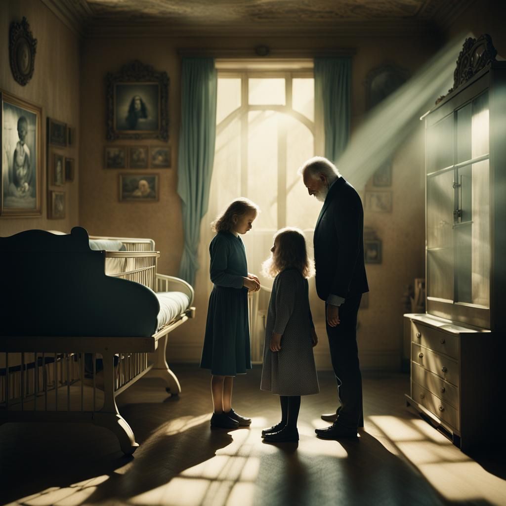 Concern in a Vintage Nursery: Surrealist Portrait