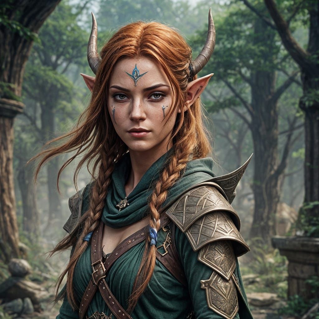 Wood Elf Assassin Portrait in Detailed Matte Painting Style