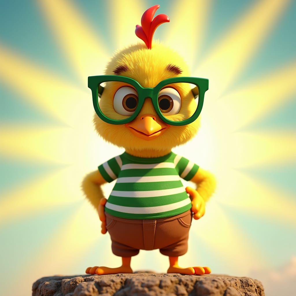 Chicken Little, Heroic Pose, in 3D Digital Art