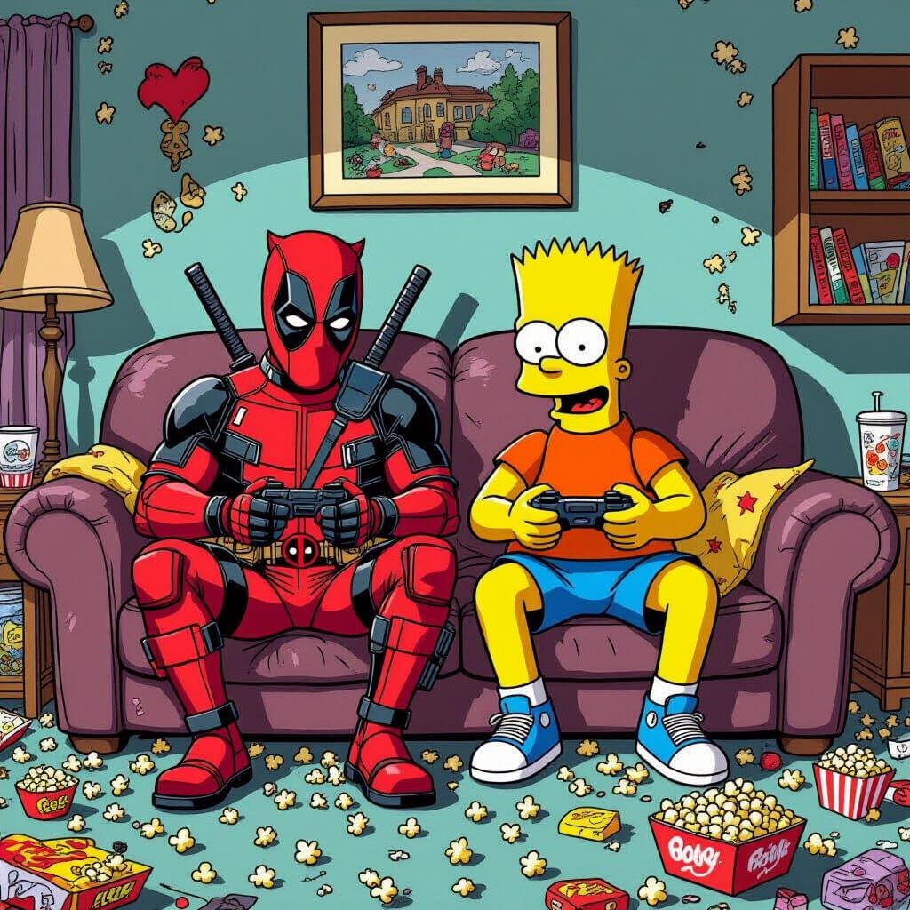 Deadpool and Bart Simpson Play Video Games
