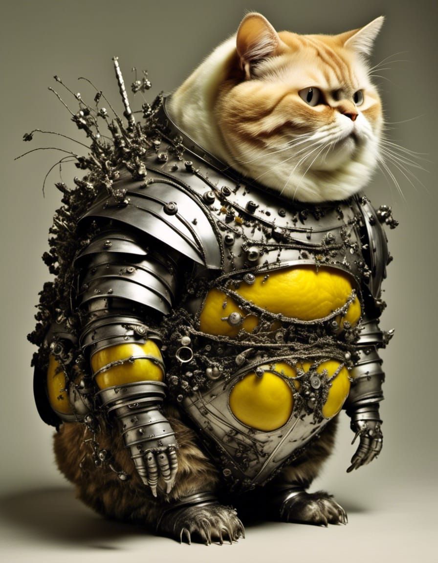 Obese Cat in Lemon Peel Armor