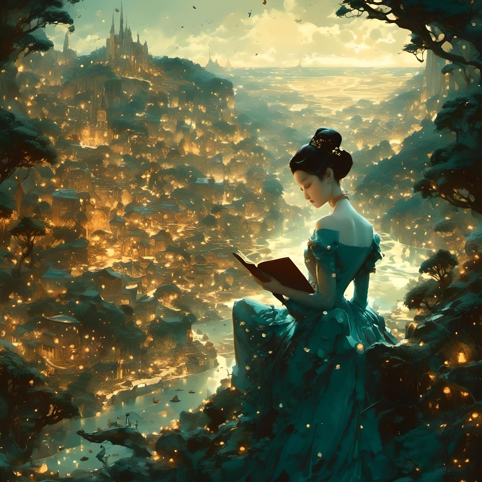 Maximalist 3D Storybook Scene with Normandy Landscape