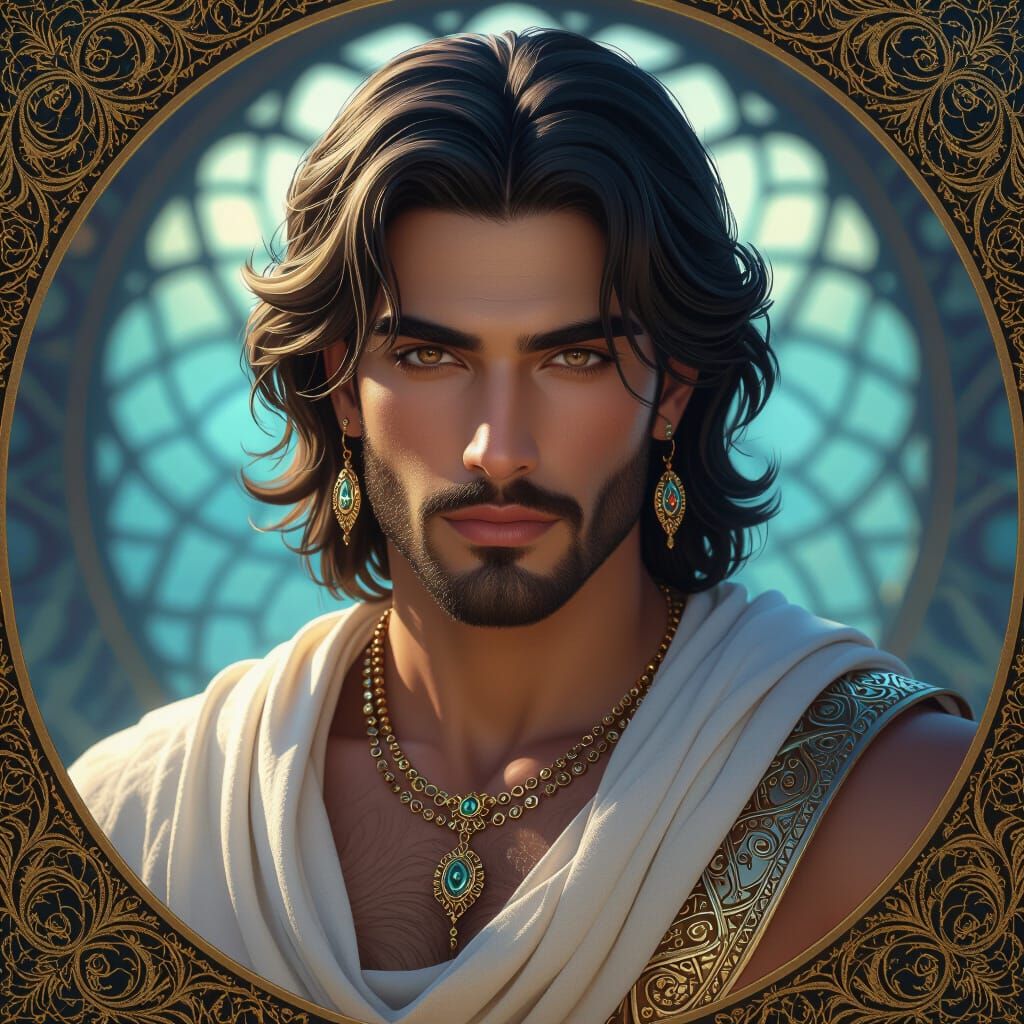 Handsome Qareen Portrait in Hyperdetailed Style