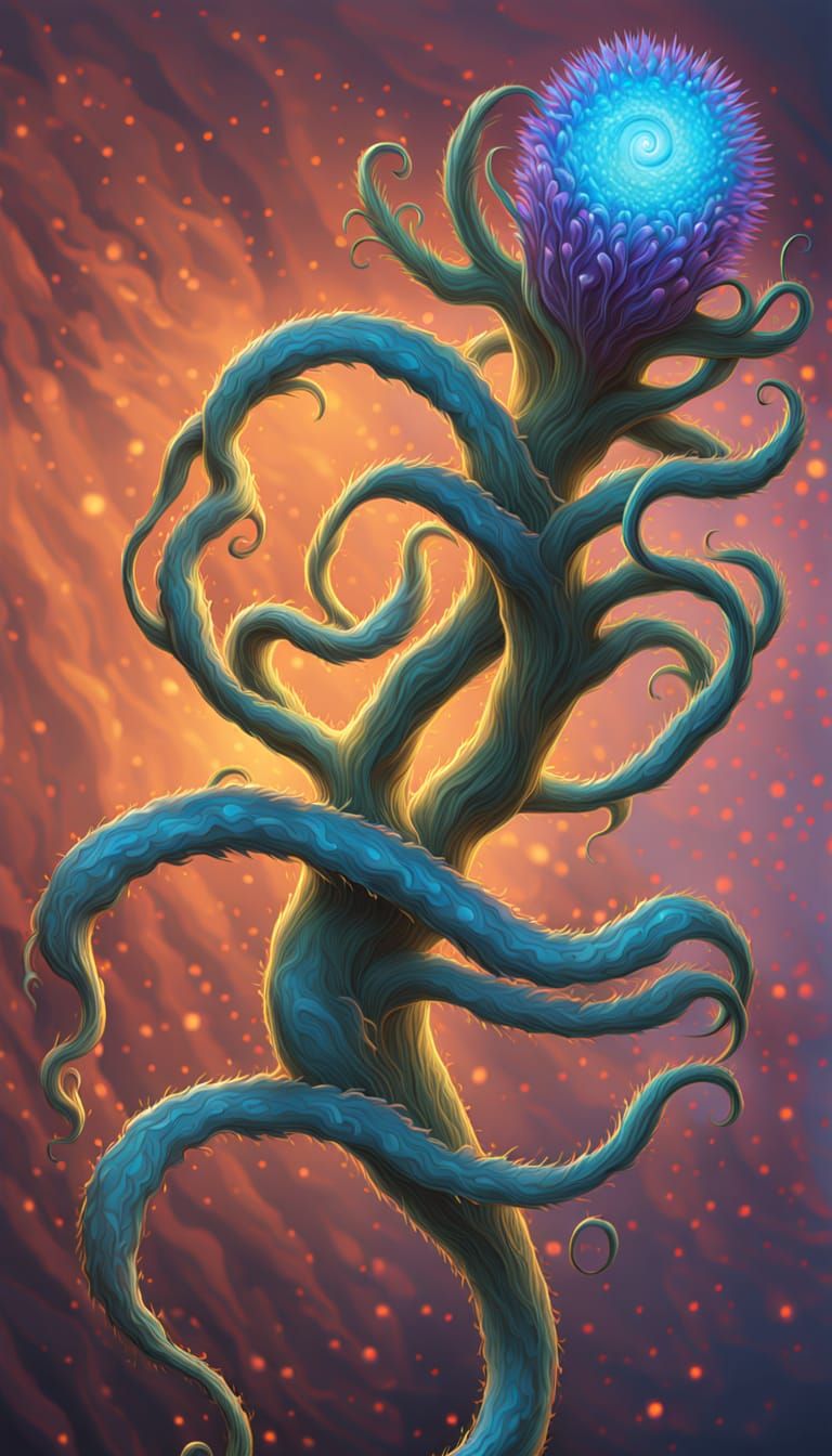 Bioluminescent Alien Organism in Hyperrealism