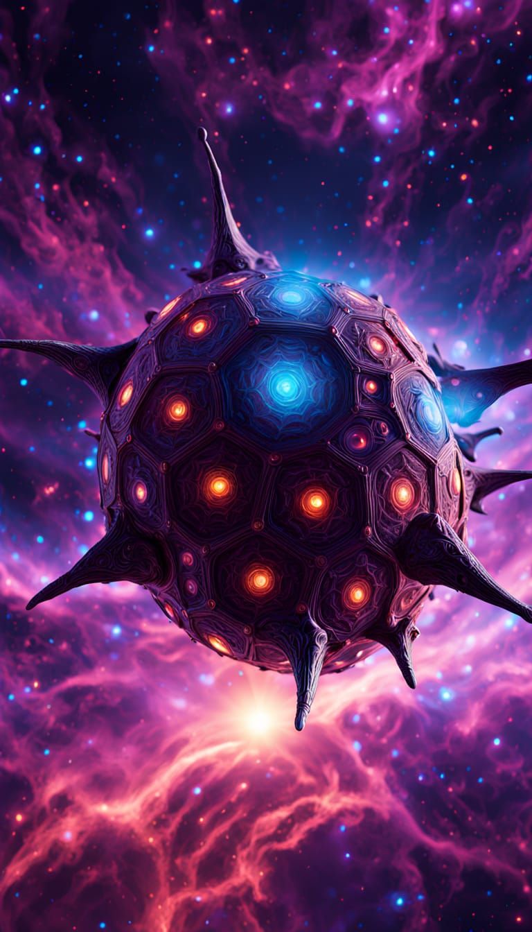 Bioluminescent Alien Organism in Jovian Cloudscape: Hyperrea...