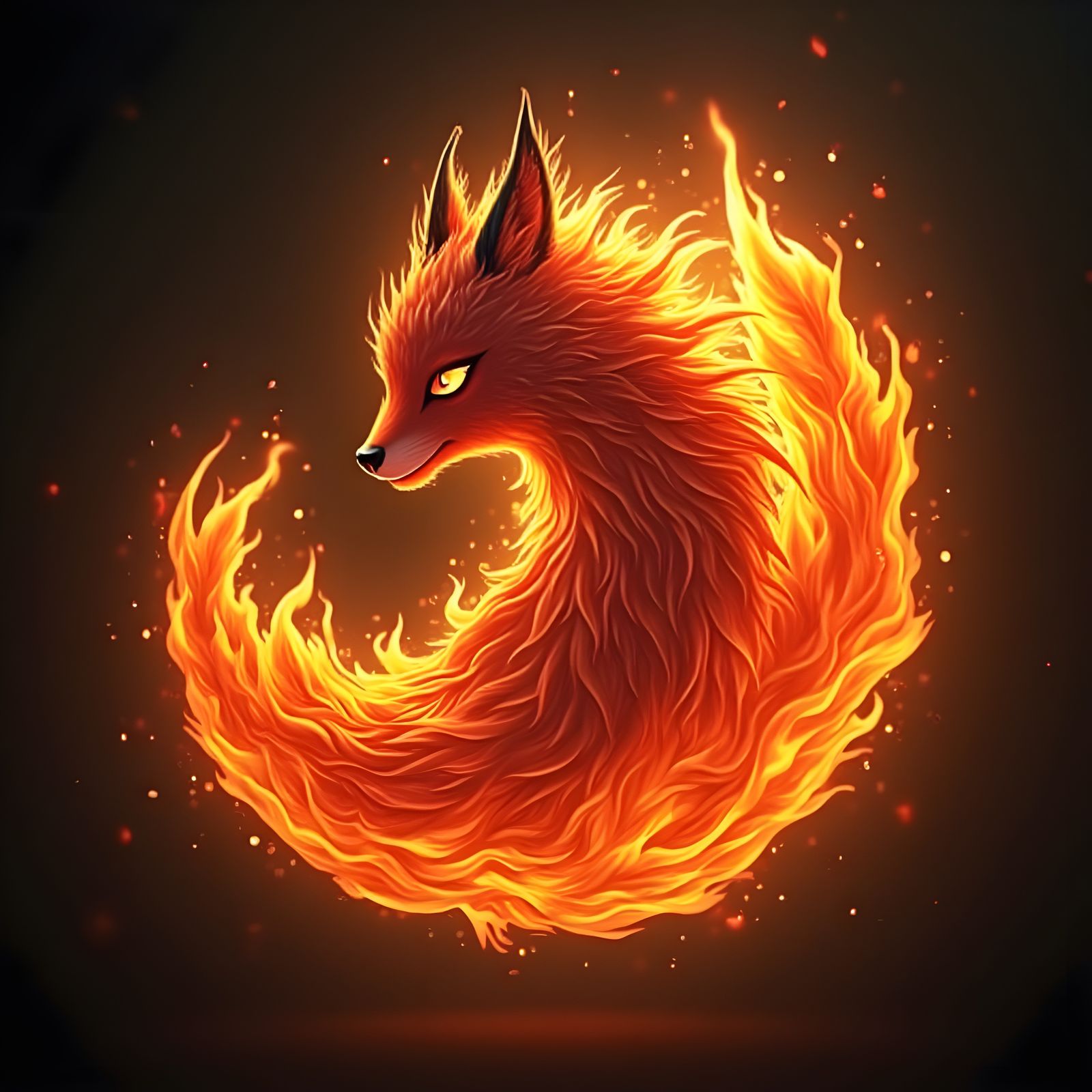 Fiery Kitsune Logo in Red and Black