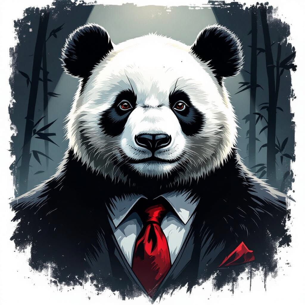 Panda Executive in Film Noir Style