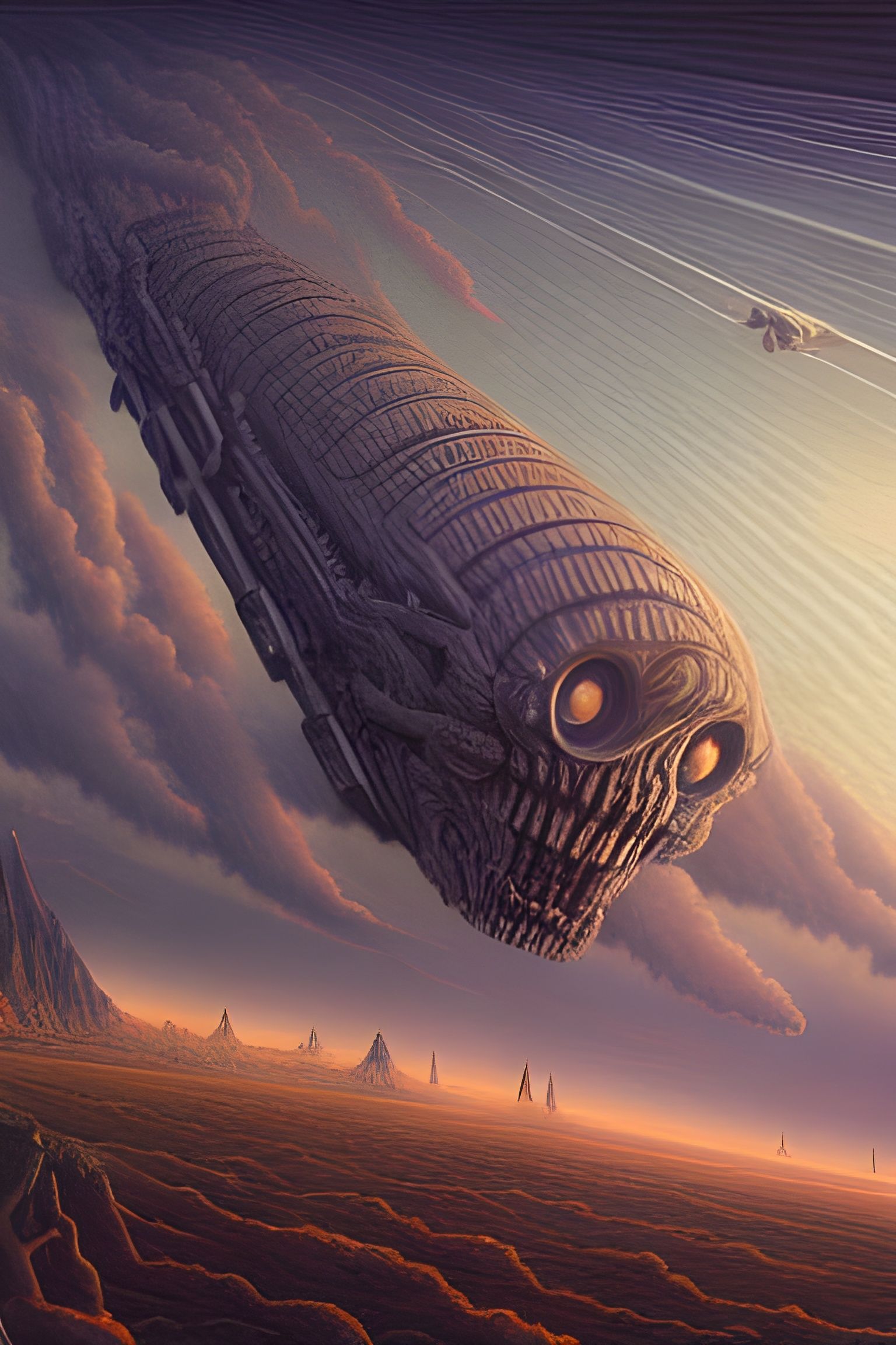 Surreal Sci-Fi Landscape with Gigantic Monster