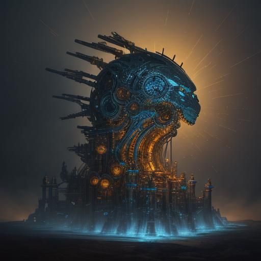 Intricate Machina with Glowing Circuits in Fantasy Art