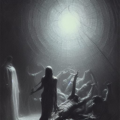 Screaming Horror Figure in Doré Style