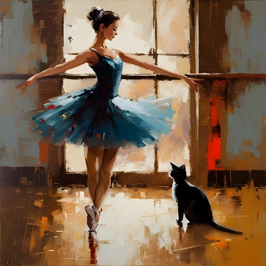 Ballerina Dancing: an Impasto Impressionist Painting