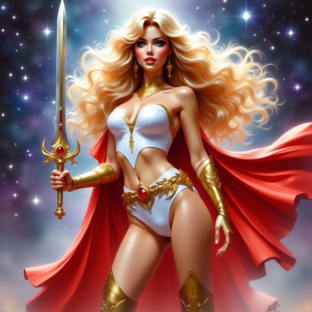 Photorealistic She-Ra Portrait in 1980s Style