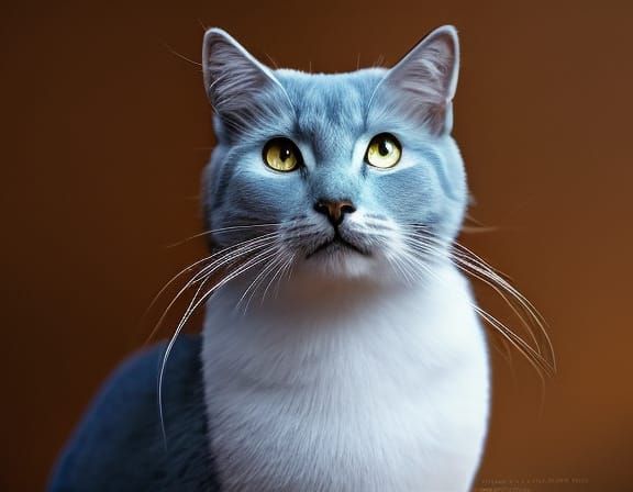Hyperrealistic 3D Portrait of a Majestic Russian Blue Cat