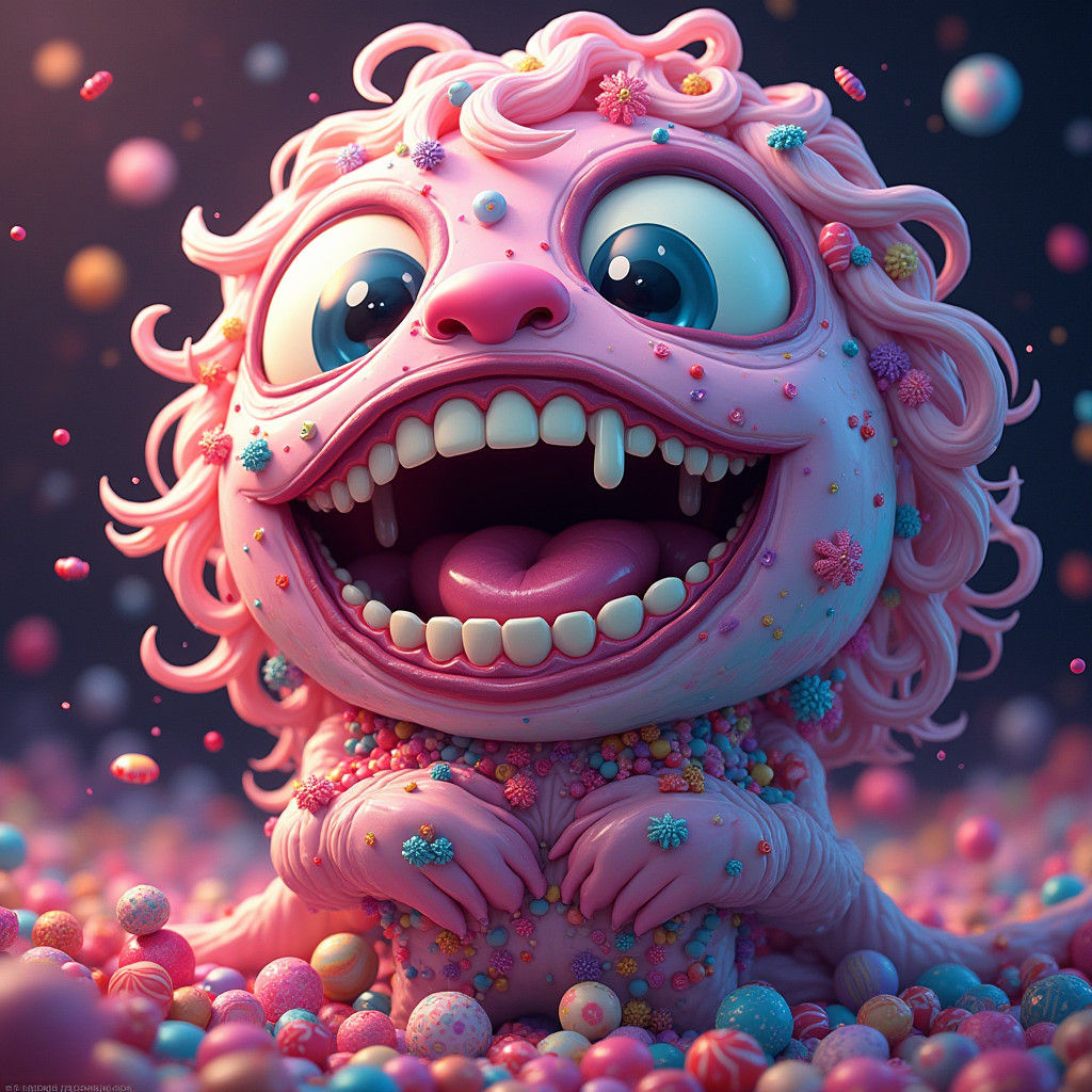 Grimdark Candyland in Hyperrealistic Digital Illustration