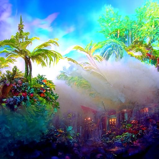 Ethereal Tropical Fantasy Landscape in Luminist Style