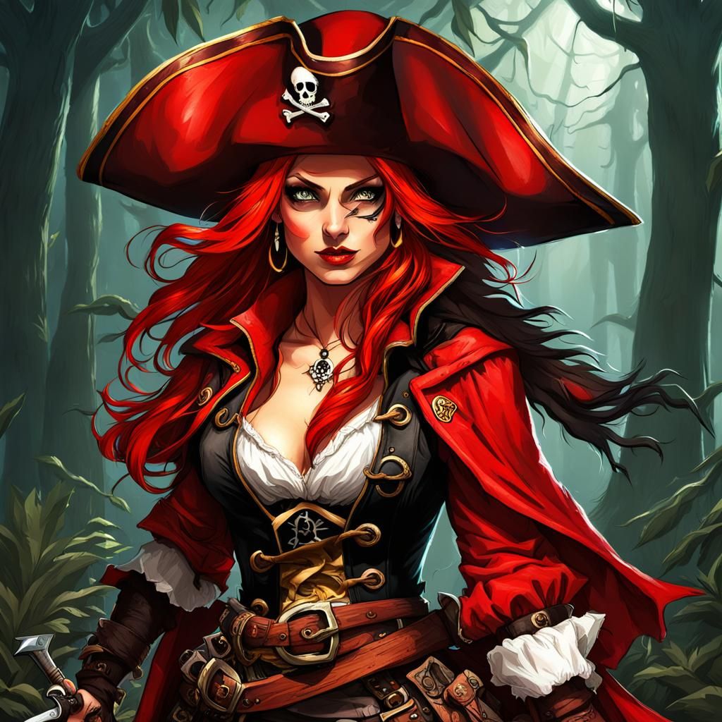 Female Pirate Red Riding Hood AI Artwork