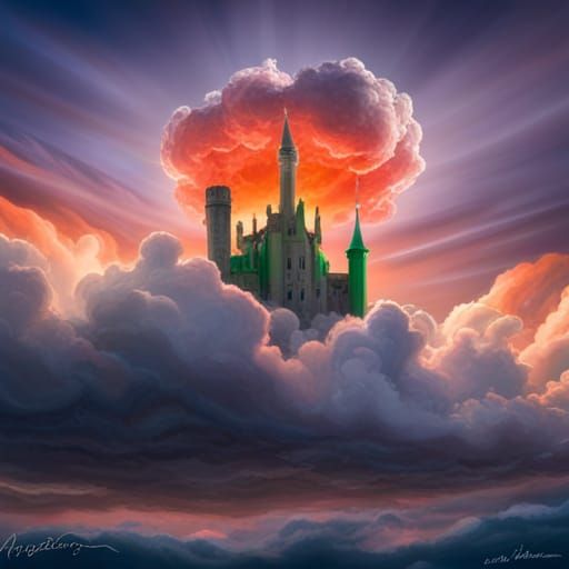 Sunset Lit Clouds Hide Crystal Castle