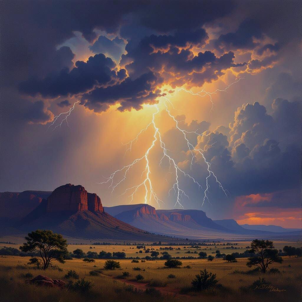 Magaliesberg Thunderstorm in the Style of Thomas Baines